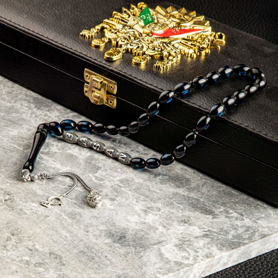 TURKUAZ SÜRMELİ GÜMÜŞ PÜSKÜLLÜ İSİME ÖZEL TESPİH