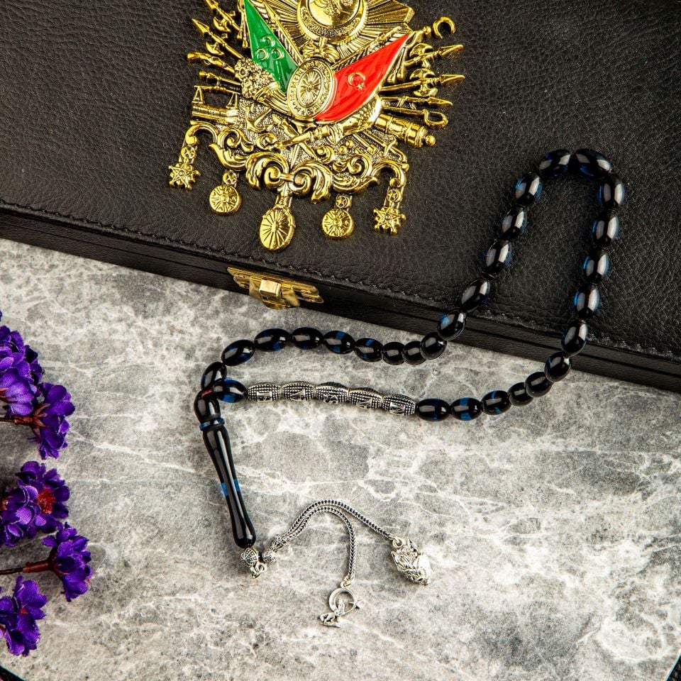 TURKUAZ SÜRMELİ GÜMÜŞ PÜSKÜLLÜ İSİME ÖZEL TESPİH