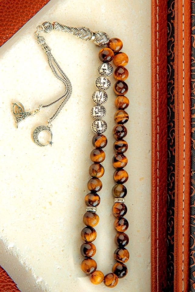 KİŞİYE ÖZEL GÜMÜŞ TASARIM KAPLANGÖZÜ DOĞALTAŞ TESPİH