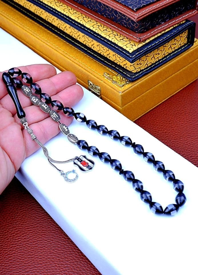 BEŞİKTAŞ SÜRMELİ KEHRİBAR GÜMÜŞ İSİMLİ TESPİH