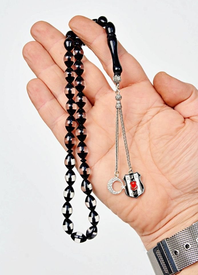 BEŞİKTAŞ SÜRMELİ KEHRİBAR GÜMÜŞ İSİMLİ TESPİH