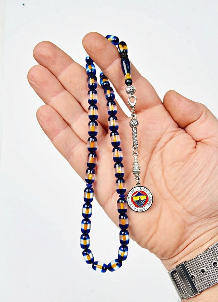 FENERBAHÇE SÜRMELİ GÜMÜŞ PÜSKÜLLÜ TASARIM TESPİH