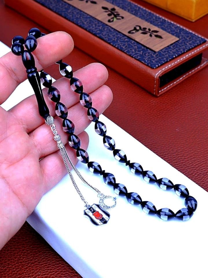 BEŞİKTAŞ SÜRMELİ GÜMÜŞ PÜSKÜLLÜ TASARIM TESPİH