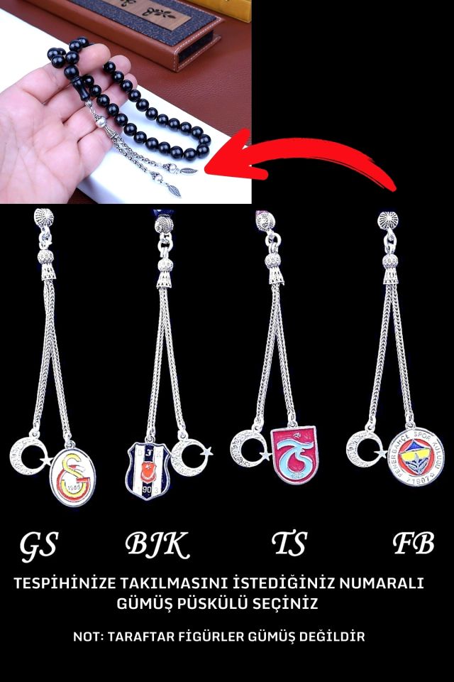 SIKMA KEHRİBAR  KİŞİYE ÖZEL GÜMÜŞ PÜSKÜLLÜ TASARIM TESPİH