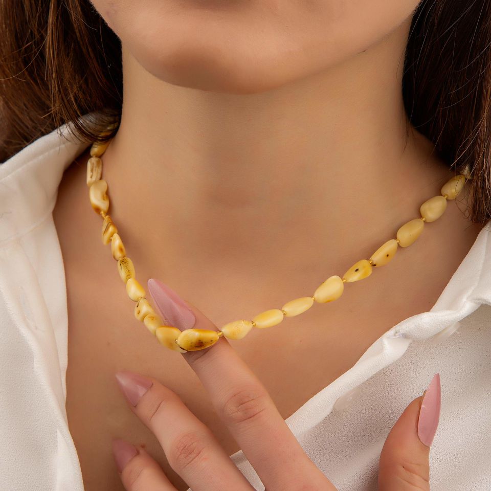 ORİJİNAL DAMLA KEHRİBAR KOLYE