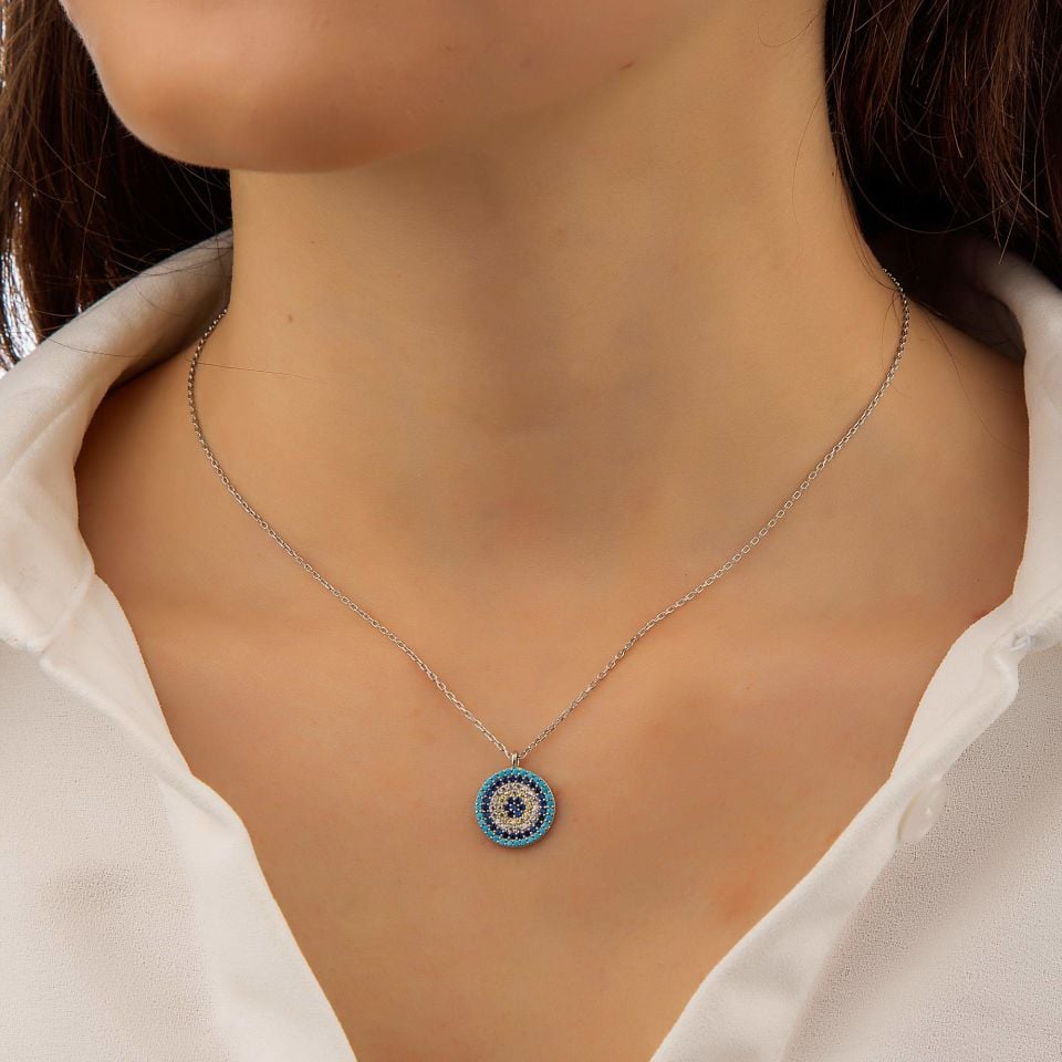 NAZAR BONCUĞU MODEL BAYAN GÜMÜŞ KOLYE