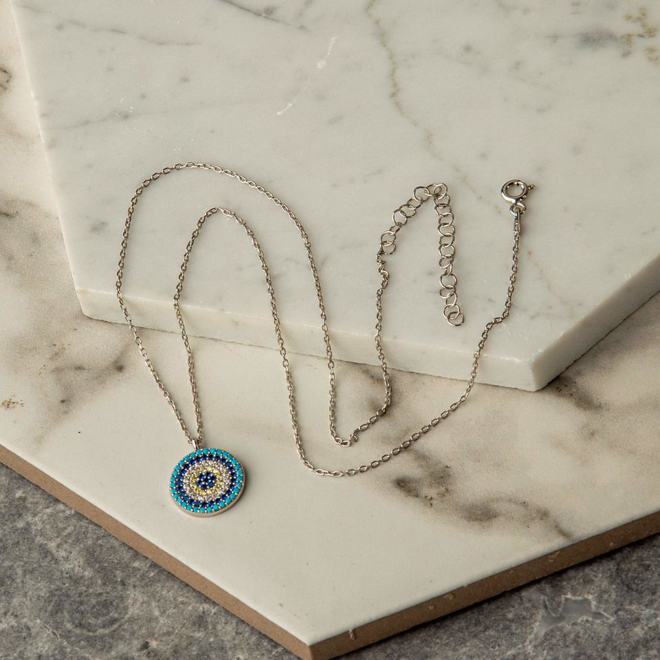 NAZAR BONCUĞU MODEL BAYAN GÜMÜŞ KOLYE