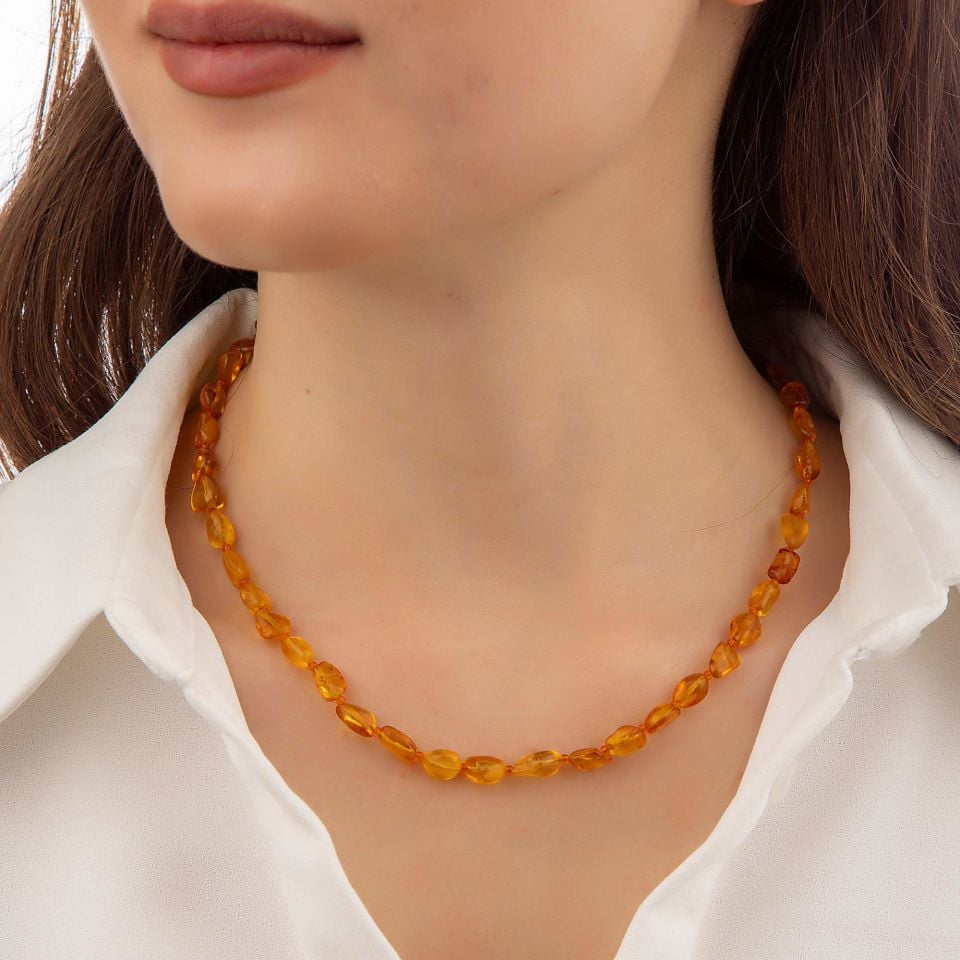 ORİJİNAL DAMLA KEHRİBAR KOLYE