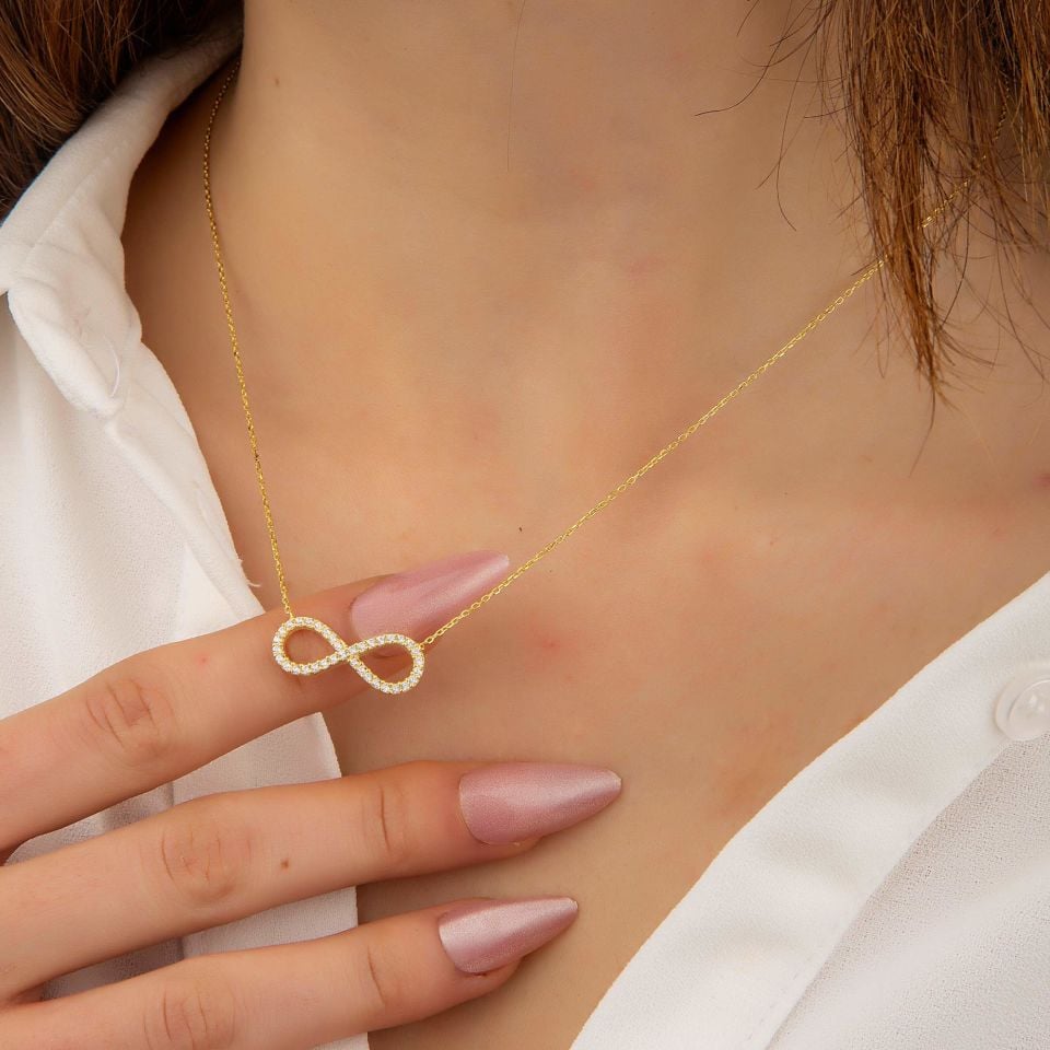 SONSUZLUK İŞARETİ MODEL ALTIN KAPLAMA GÜMÜŞ  KOLYE