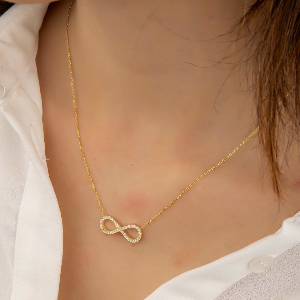 SONSUZLUK İŞARETİ MODEL ALTIN KAPLAMA GÜMÜŞ  KOLYE