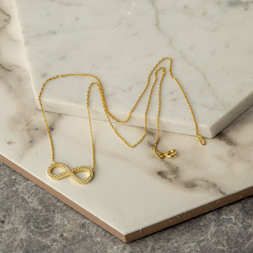 SONSUZLUK İŞARETİ MODEL ALTIN KAPLAMA GÜMÜŞ  KOLYE