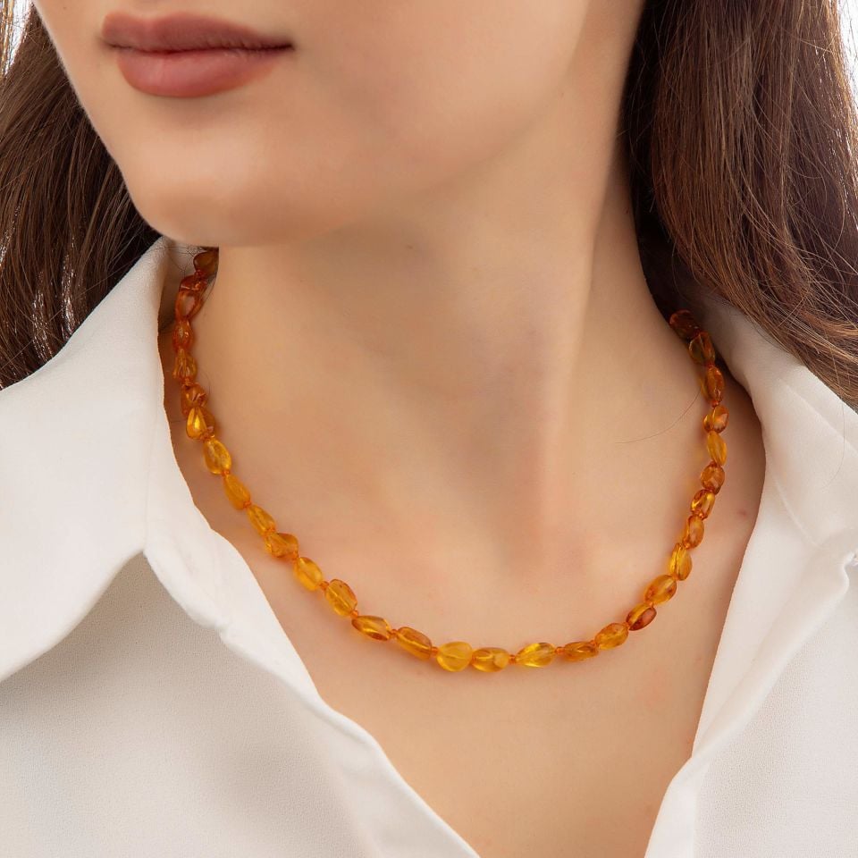 ORİJİNAL DAMLA KEHRİBAR KOLYE