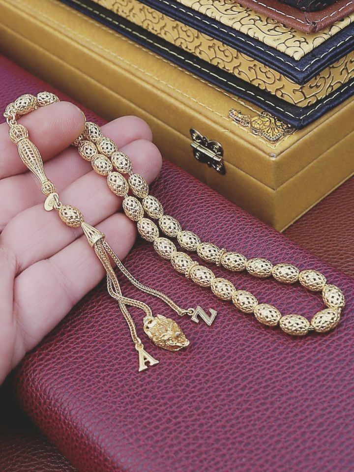 GERÇEK ALTIN KAPLAMA KİŞİYE ÖZEL  İSİMLİ KOMPLE GÜMÜŞ TESPİH