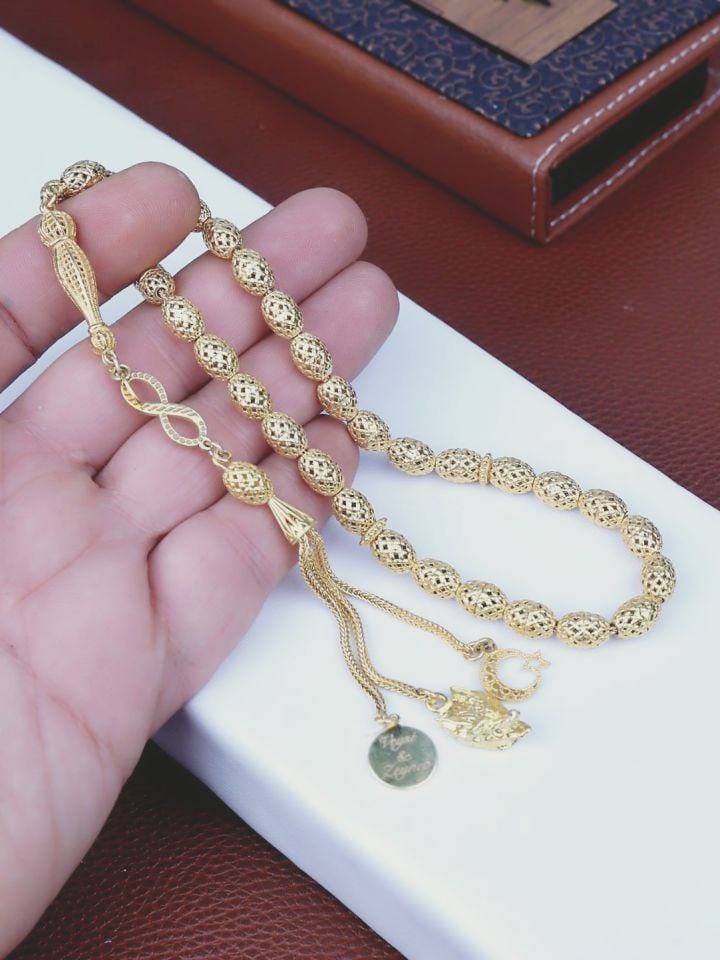 ORJİNAL ALTIN KAPLAMALI İPİNE KADAR KOMPLE 925 AYAR GÜMÜŞ TESPİH