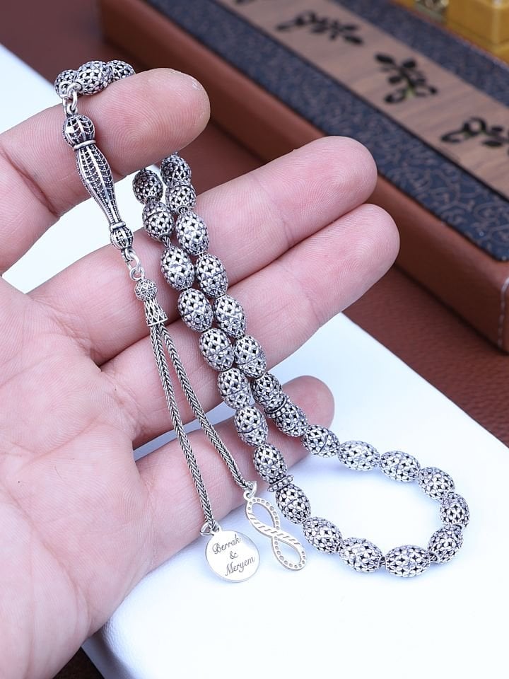 KİŞİYE ÖZEL  İSİMLİ KOMPLE 925 AYAR GÜMÜŞ TESPİH