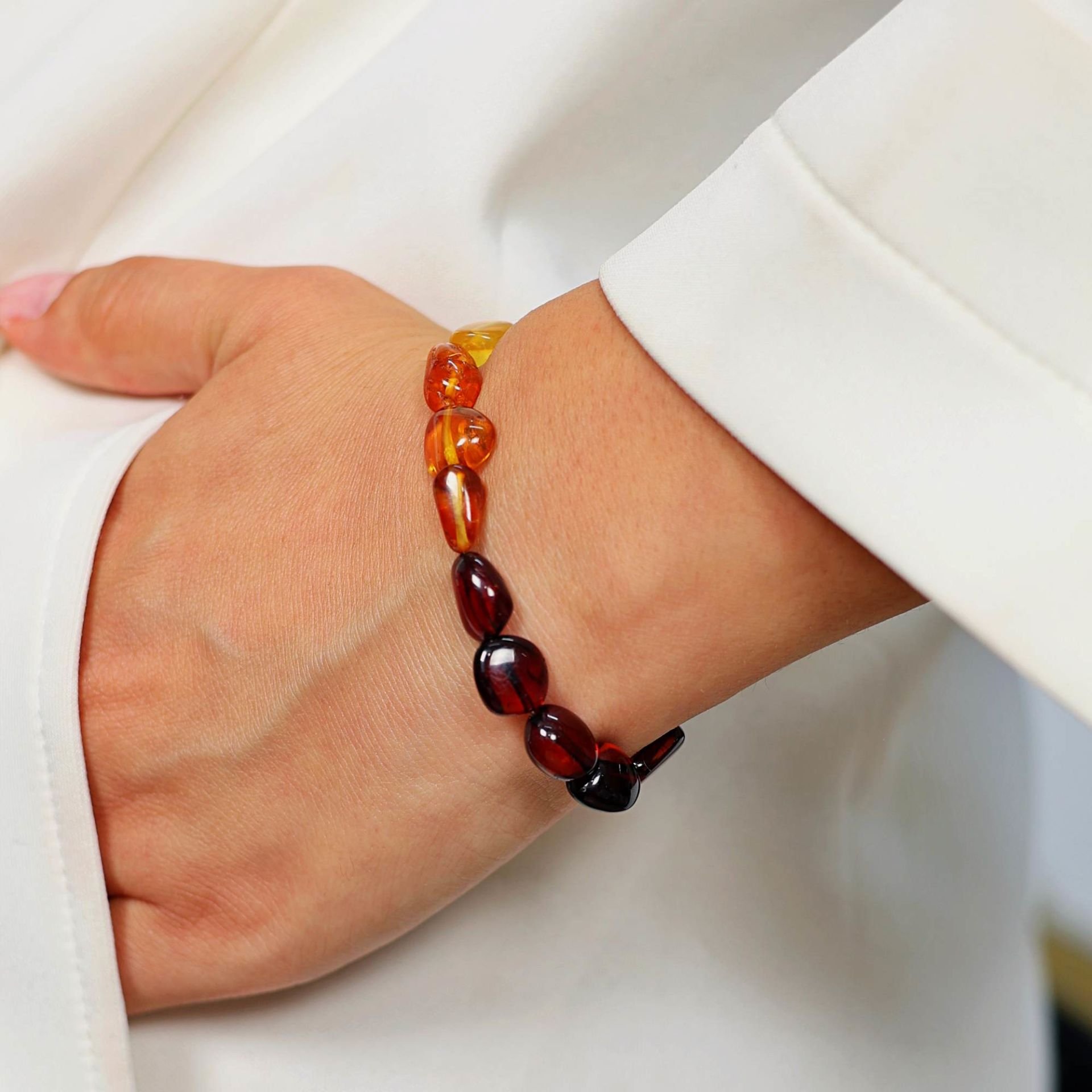 Orjinal damla kehribar unisex bileklik