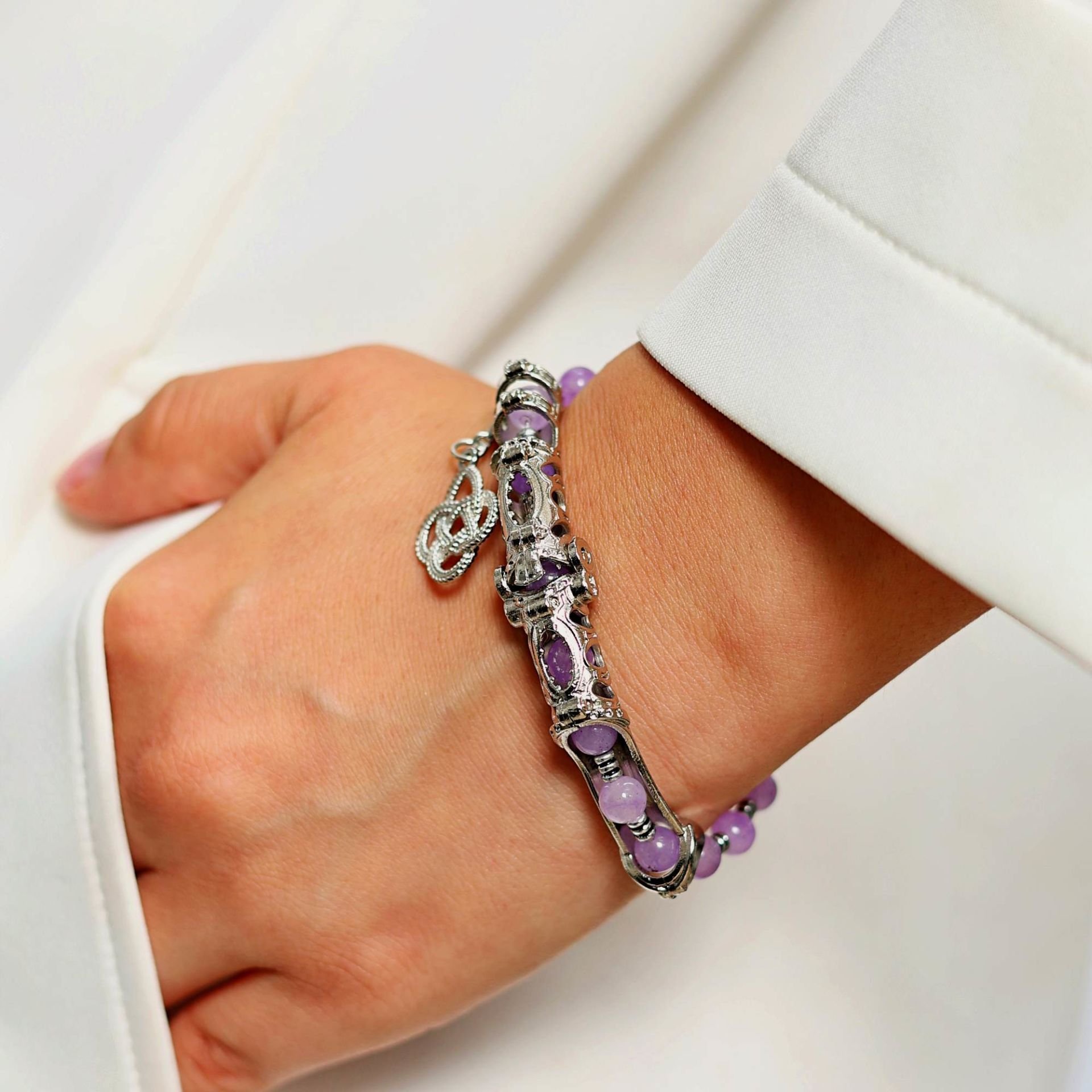 Ametist doğaltaş multi stres bilekliği ( 6 mm )