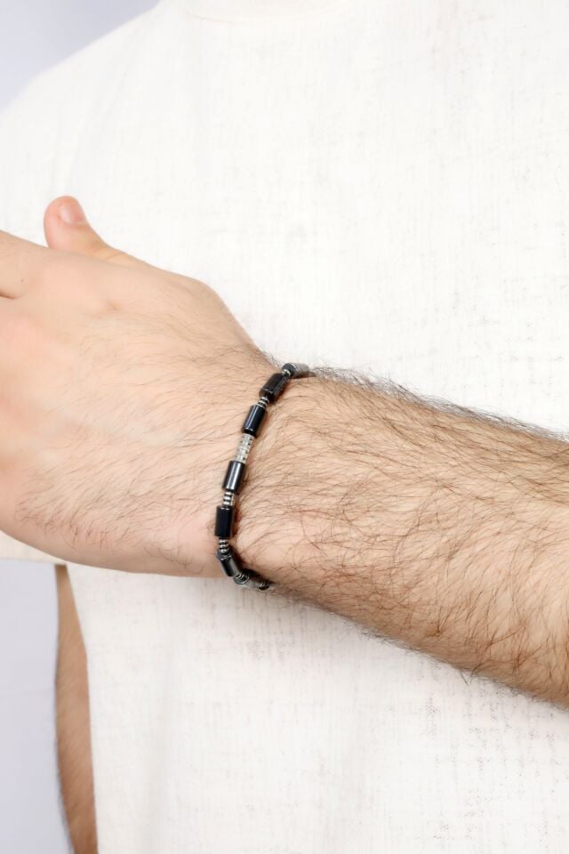 MultiFlex pro 925 ayar gümüş Hematit taşlı  Bileklik (ara boncuklu model)