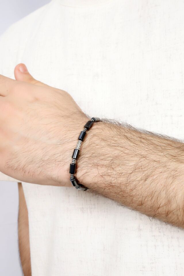 925 ayar gümüş MultiFlex pro Hematit taşlı  Bileklik (ara boncuklu model)