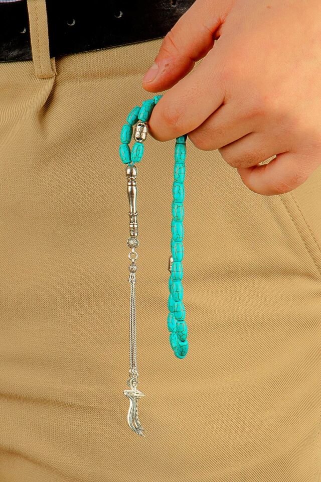 Firuze turkuaz taşı 925 ayar gümüş tasarım Multi Tespih