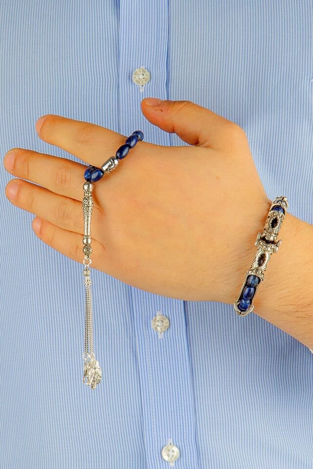 925 ayar gümüş tasarım lapis lazuli taşı Multi Tespih