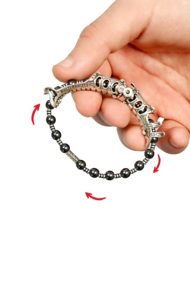 MultiFlex pro 925 ayar gümüş Hematit taşı Bileklik (ara boncuklu model)