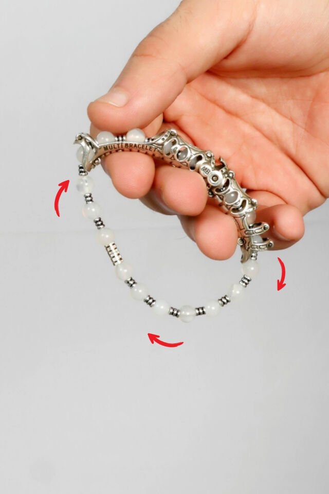 MultiFlex Pro 925 Ayar Gümüş Kuvars Doğaltaş Stres bilekliği