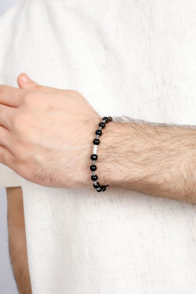 925 Ayar Gümüş MultiFlex Pro Oniks Doğaltaş Bileklik (ara boncuklu model)