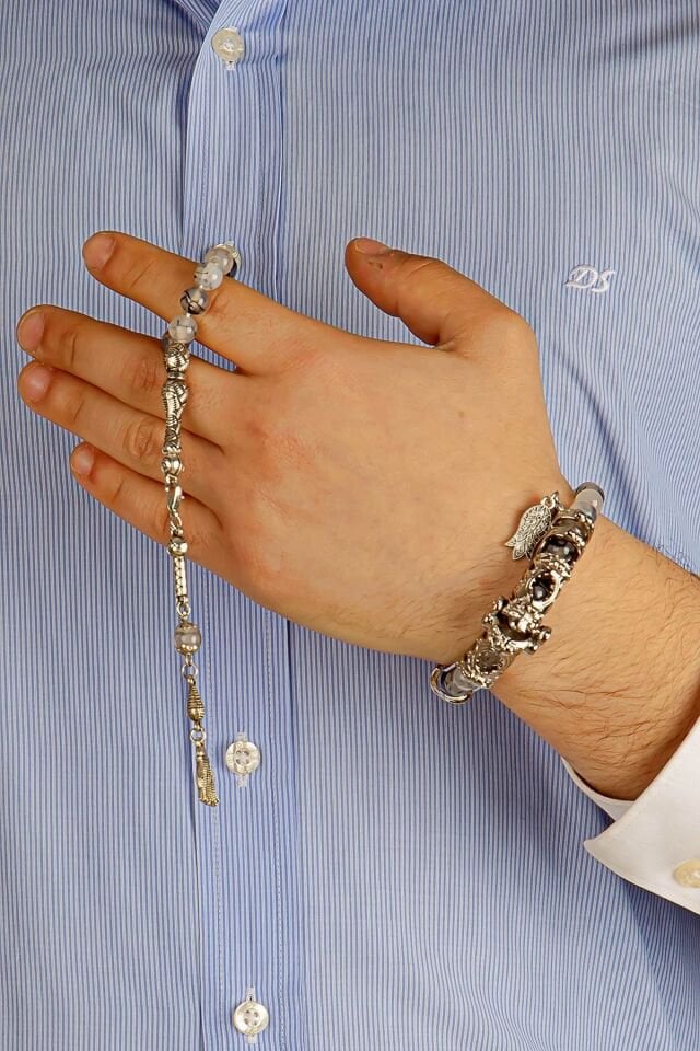 beyaz Akik taşı Multi Tespih