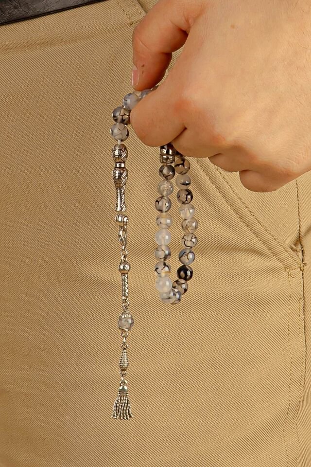 beyaz Akik taşı Multi Tespih