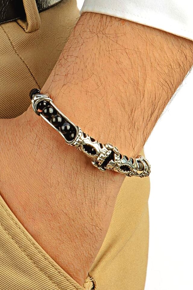 925 Ayar Gümüş MultiFlex Pro Akik Doğaltaş Stres Bilekliği