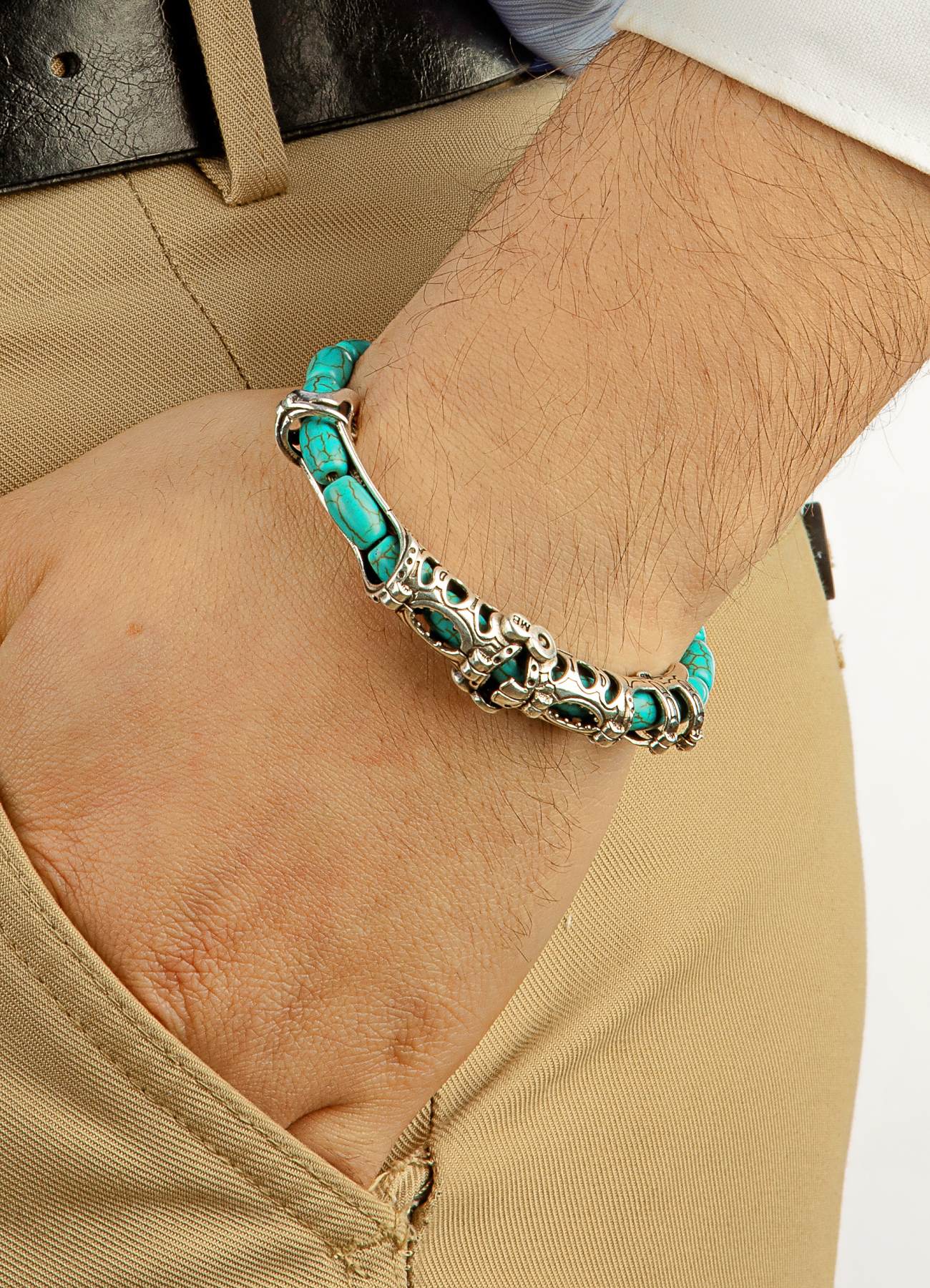 MultiFlex Pro 925 Ayar Gümüş Firuze Doğaltaş Stres bilekliği