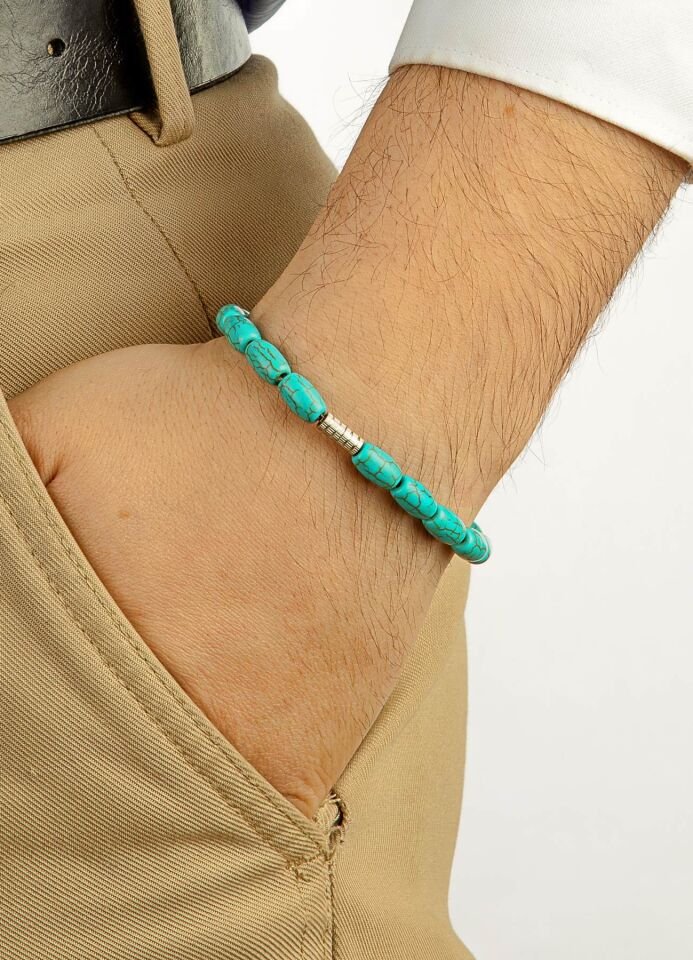 925 Ayar Gümüş MultiFlex Pro Firuze Doğaltaş Stres bilekliği