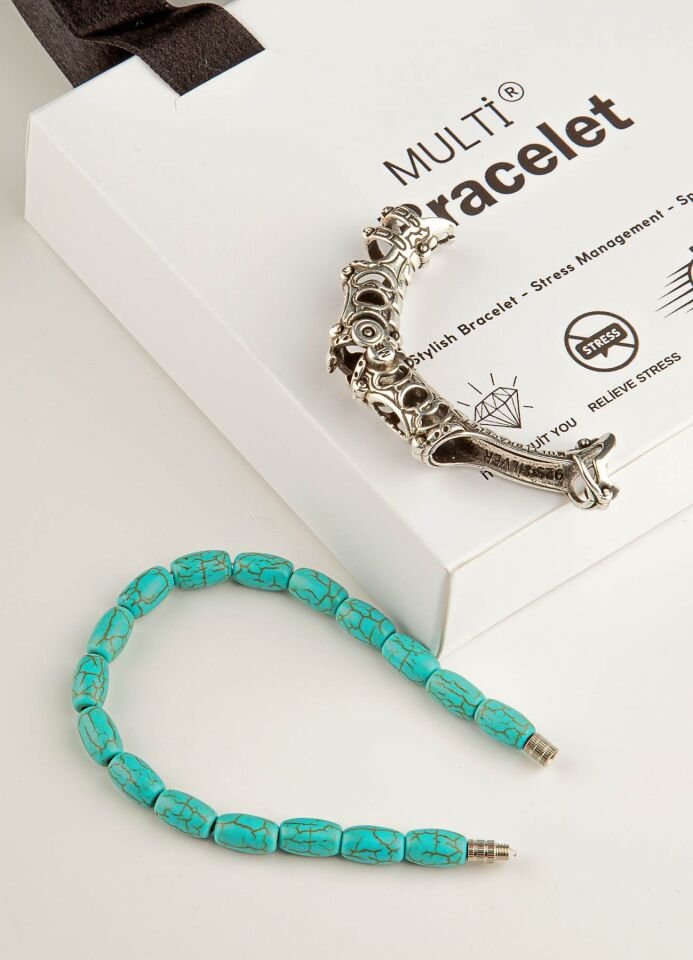 925 Ayar Gümüş MultiFlex Pro Firuze Doğaltaş Stres bilekliği