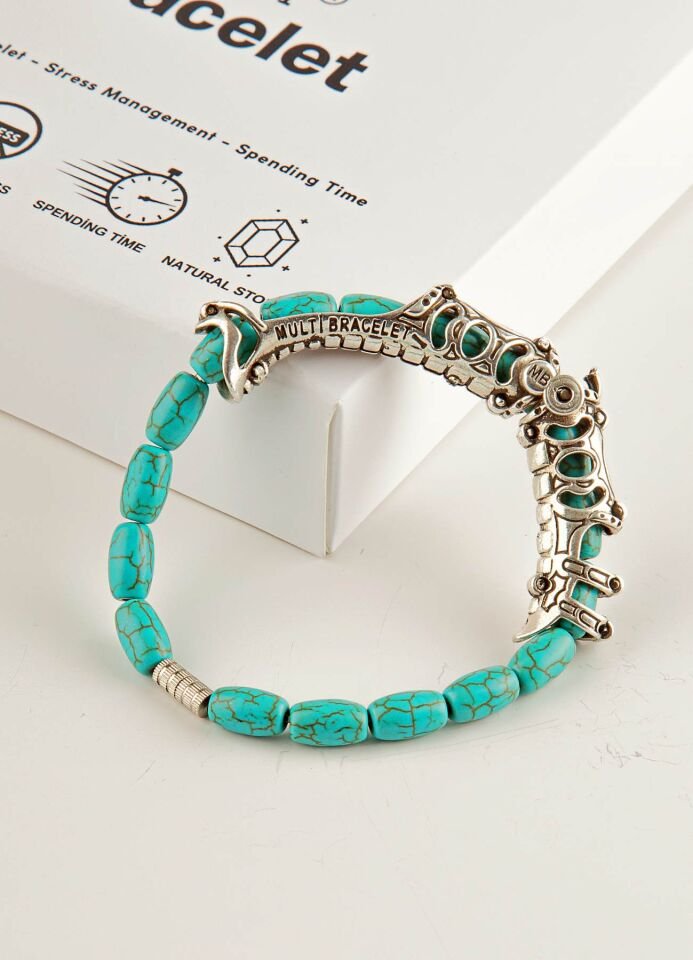 MultiFlex Pro 925 Ayar Gümüş Firuze Doğaltaş Stres bilekliği