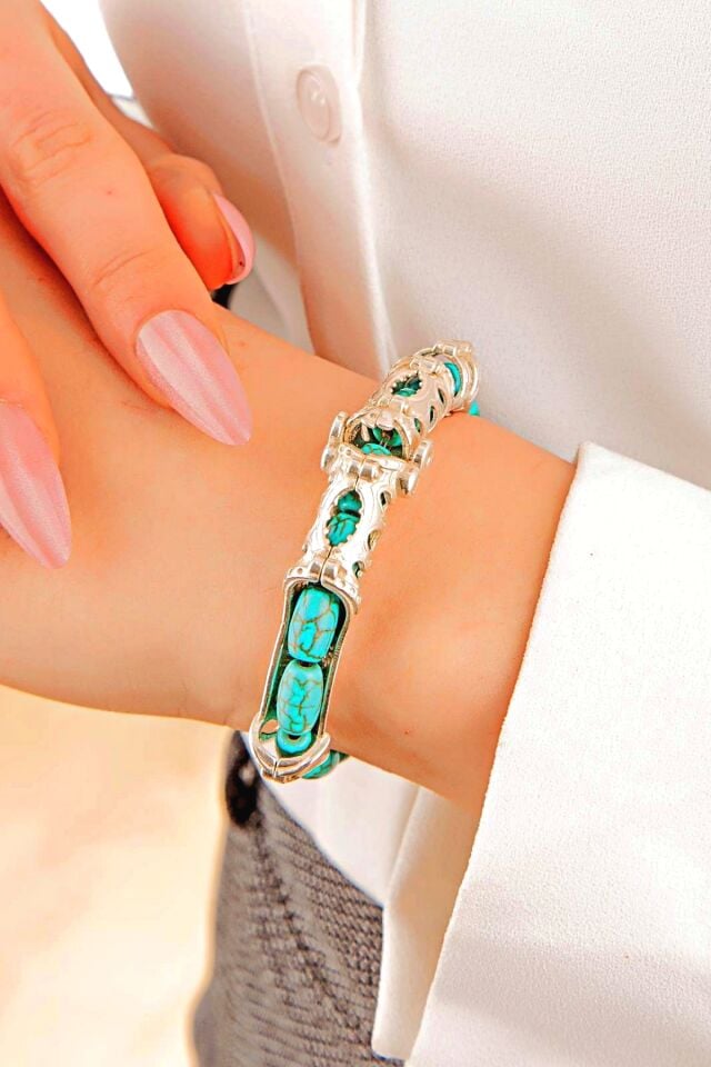 925 Ayar Gümüş MultiFlex Pro Firuze Doğaltaş Stres  bilekliği