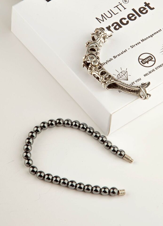 925 Ayar Gümüş MultiFlex Pro Hematit Taşlı Stres Bilekliği