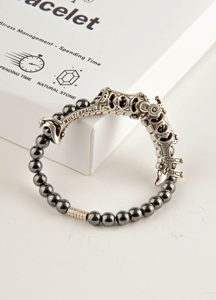 MultiFlex Pro 925 Ayar Gümüş Hematit Taşlı Stres Bilekliği