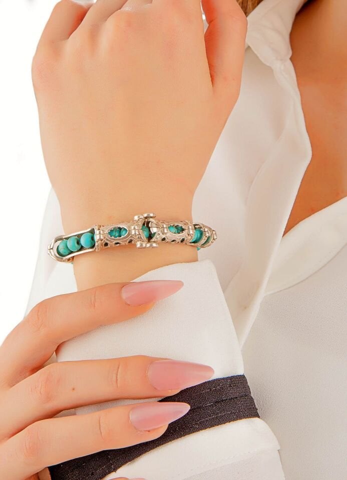 MultiFlex Pro 925 Ayar Gümüş Firuze Doğaltaş Stres Bilekliği