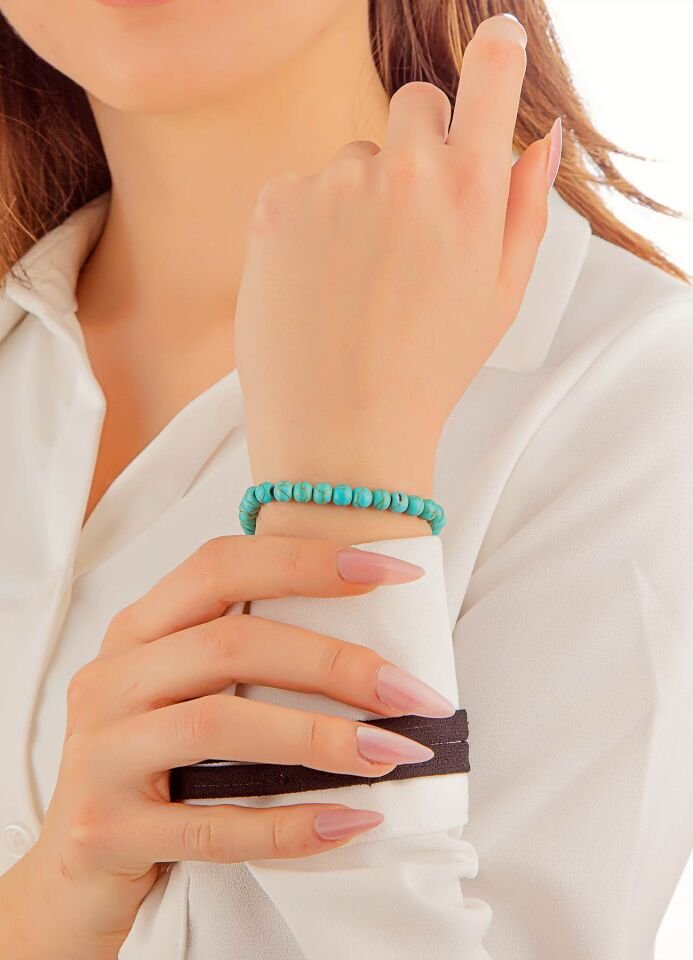 925 Ayar Gümüş MultiFlex Pro Firuze Doğaltaş Stres Bilekliği