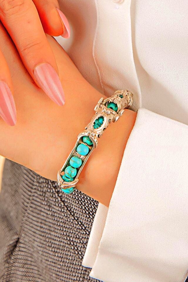 925 Ayar Gümüş MultiFlex Pro Firuze Doğaltaş Stres Bilekliği