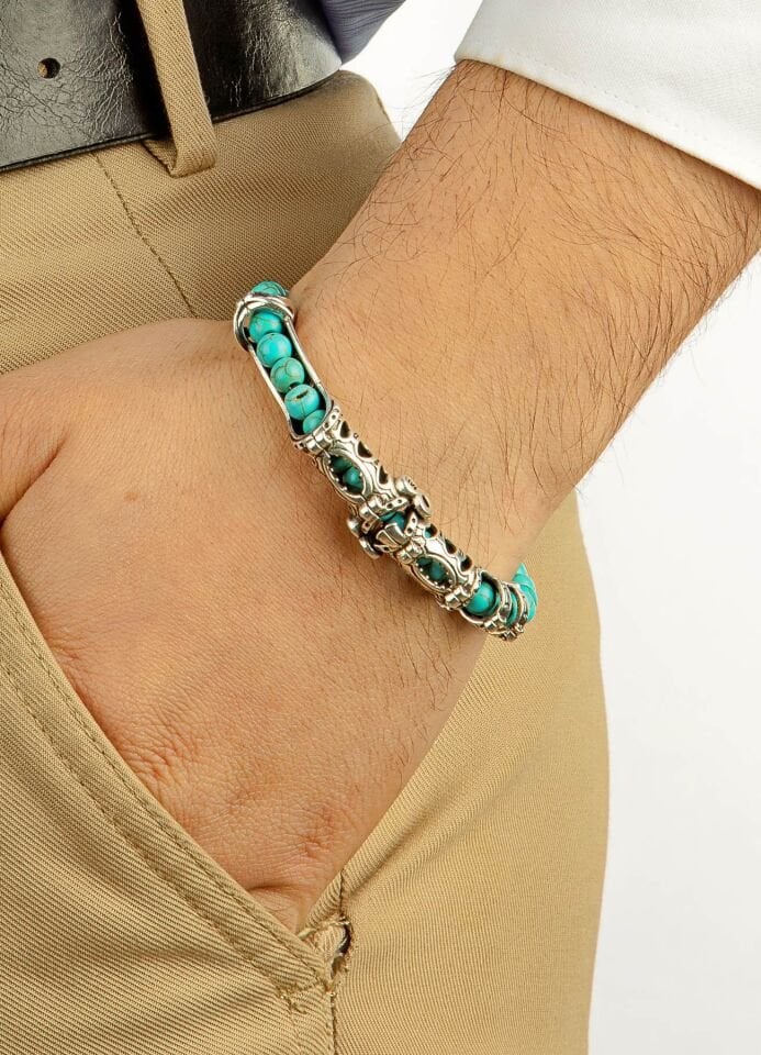 MultiFlex Pro 925 Ayar Gümüş Firuze Doğaltaş Stres Bilekliği