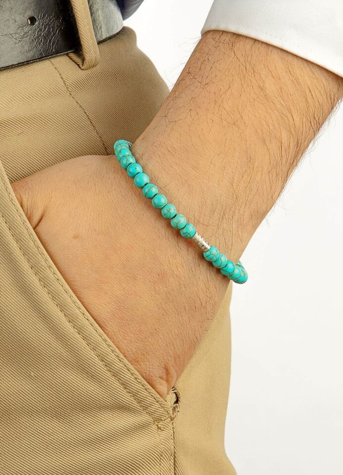 925 Ayar Gümüş MultiFlex Pro Firuze Doğaltaş Stres Bilekliği