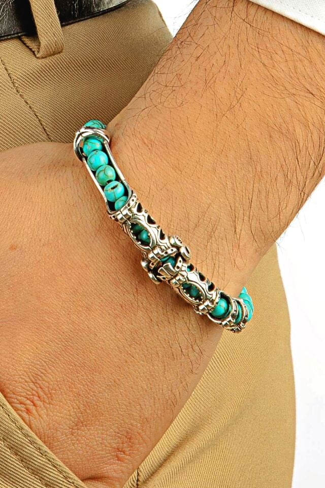 925 Ayar Gümüş MultiFlex Pro Firuze Doğaltaş Stres Bilekliği