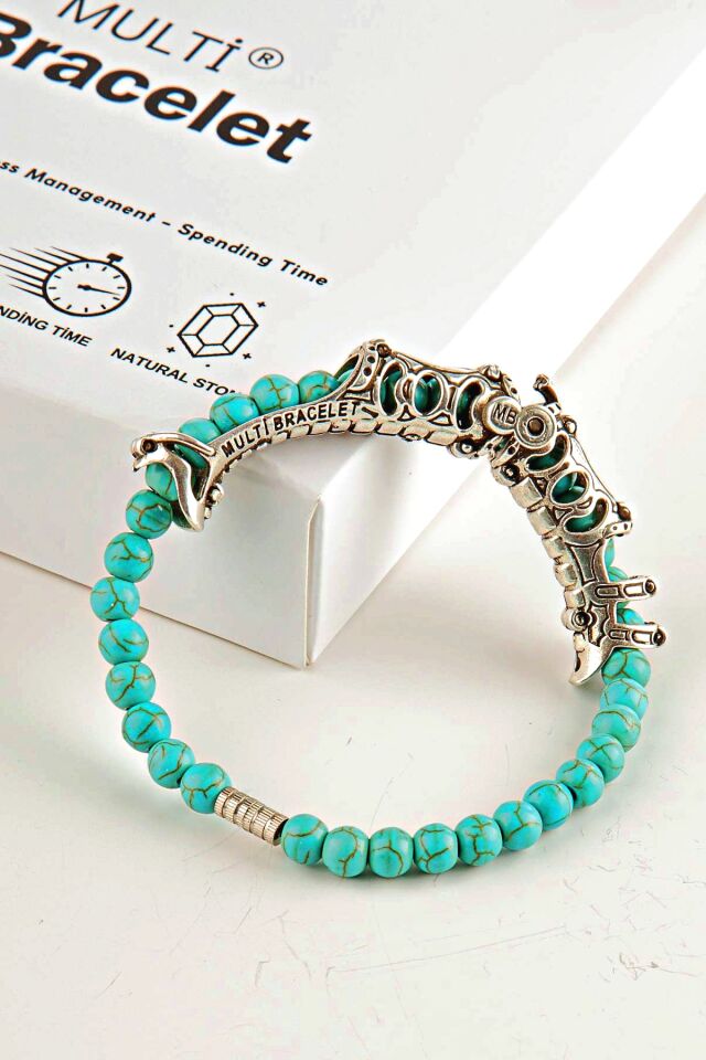 925 Ayar Gümüş MultiFlex Pro Firuze Doğaltaş Stres Bilekliği