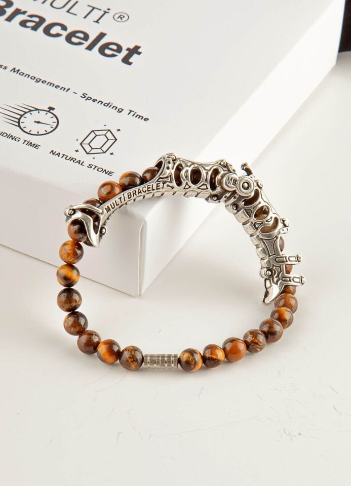 MultiFlex pro 925 ayar gümüş Kaplan gözü taşı Bileklik