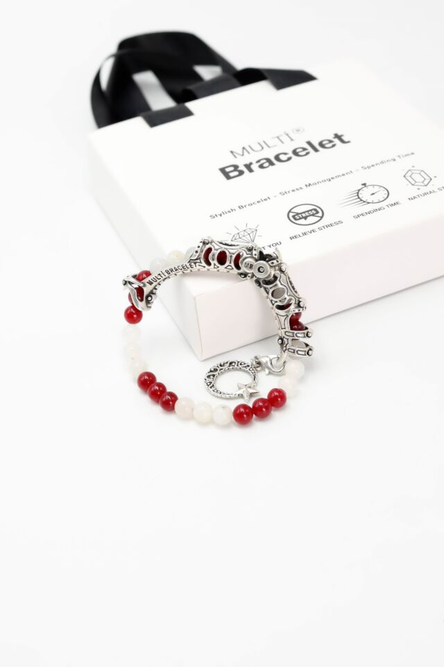 MultiFlex Pro 925 Ayar Gümüş Türkiye Taraftar Doğaltaş Stres Bilekliği