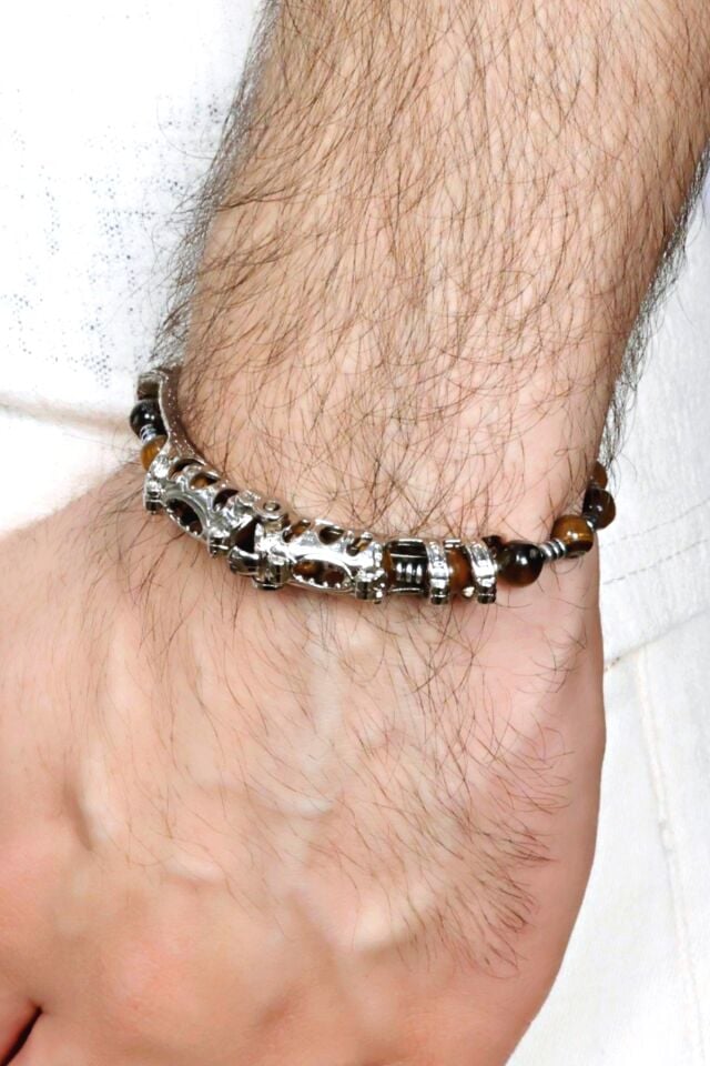 MultiFlex One Kaplan gözü taşı Bileklik (ara boncuklu model)