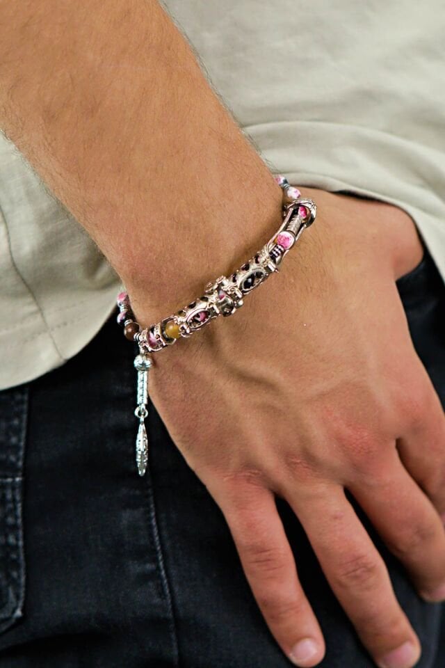 Multi Flex One alacalı Akik taşı Bileklik (ara boncuklu model)