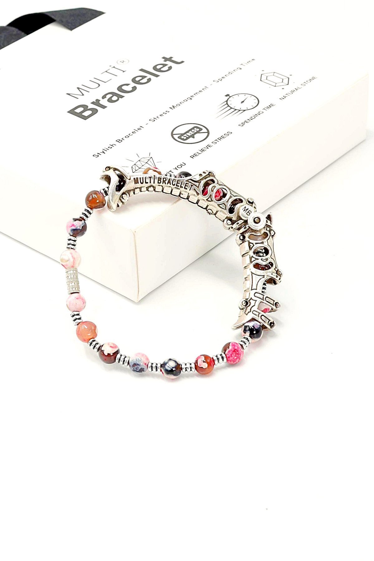 Multi Flex One alacalı Akik taşı Bileklik (ara boncuklu model)